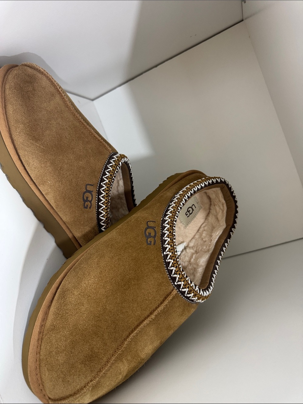 UGG Men's Suede Slip-On Shearling Loafers — Chestnut Brown